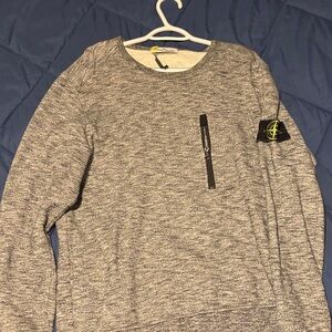 Stone Island Gray Sweater with Black Zipper Detail